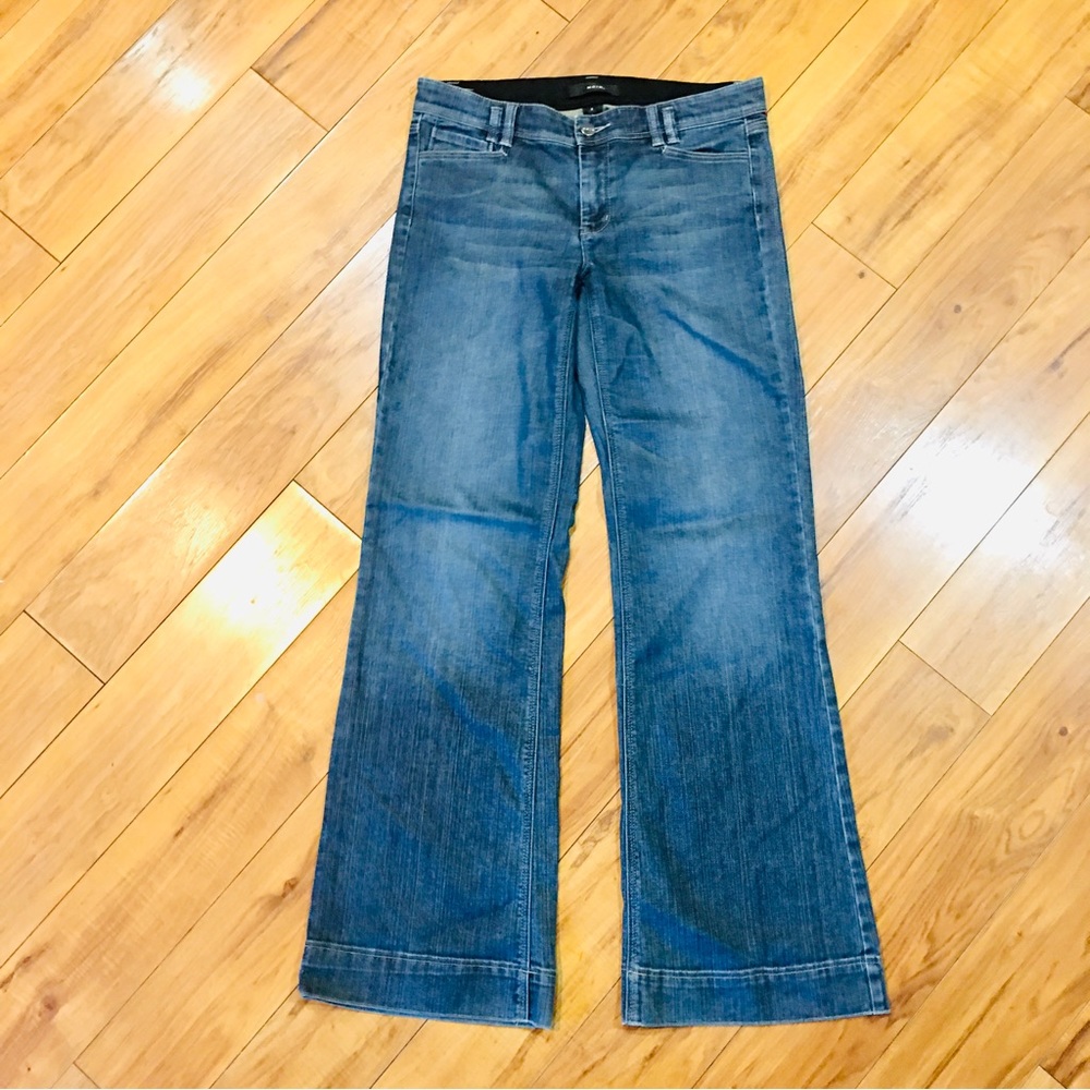 NOIR wide leg trouser denim blue jeans medium rinse style 8 medium